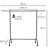 Vestiaire mobile, barre de 126 cm limbo MAUL - Vestiaire mobile MAULlimbo, dimensions