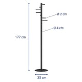 Portemanteau sur pied, 7 tringles caurus noir MAUL - Portemanteau sur pied MAULcaurus noir, dimensions