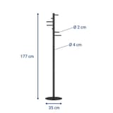 Portemanteau sur pied, 7 tringles caurus noir MAUL - Portemanteau sur pied MAULcaurus noir, dimensions