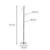 Portemanteau sur pied, 7 tringles caurus chrome MAUL - Portemanteau sur pied MAULcaurus chrome, dimensions