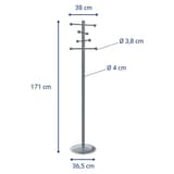 Portemanteau sur pied, 8 tringles saphir Lite MAUL - Portemanteau sur pied MAULsaphir Lite, dimensions
