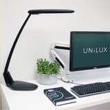 Lampe de bureau LED, double articulation BRIO 2.0 UNILUX - Lampe de bureau LED UNILUX BRIO 2.0 noir, en situation sur un bureau