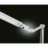 Lampe de bureau LED, pied et pince Multiflex HANSA - Lampe de bureau Hansa Multiflex, tête allumée et articulation