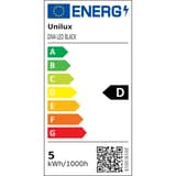 Lampe de bureau LED, chargeur à induction DIVA UNILUX - Étiquette énergie de la source LED, classe D, Lampe de bureau LED UNILUX DIVA noir