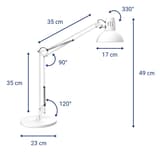 Lampe de bureau sur pied, ampoule LED fournie study LED sur pied blanc MAUL - Lampe de bureau sur pied MAULstudy LED blanc, dimensions