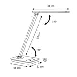 Lampe de bureau LED, 2 ports USB NOVY UNILUX - Lampe de bureau LED UNILUX NOVY noir, dimensions