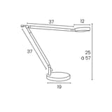 Lampe de bureau LED, bras double SENZA 2 UNILUX - Lampe de bureau LED UNILUX SENZA 2 argent, dimensions