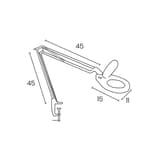 Lampe loupe LED à pince, 3 dioptries ZOOM UNILUX - Lampe loupe LED à pince UNILUX ZOOM blanc, dimensions