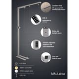 Lampadaire LED, température réglable sirius argent MAUL - Lampadaire LED MAULsirius argent, dimensions