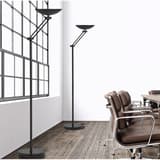 Lampadaire LED à éclairage indirect, mât articulé FIRST LED articulé UNILUX - Lampadaire LED à éclairage indirect UNILUX FIRST LED articulé noir, en situation dans un salon d'attente