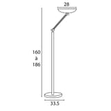 Lampadaire LED à éclairage indirect, mât articulé FIRST LED articulé UNILUX - Lampadaire LED à éclairage indirect UNILUX FIRST LED articulé noir, dimensions