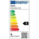 Lampe loupe LED à pince, 3 dioptries viso noir MAUL - Étiquette énergie de la couronne LED, classe E, Lampe loupe LED à pince MAULviso noir