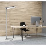 Lampadaire LED, 40 % direct et 60 % indirect LIXUS UNILUX - Lampadaire LED UNILUX LIXUS gris métal, en situation dans un bureau