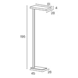 Lampadaire LED, 40 % direct et 60 % indirect LIXUS UNILUX - Lampadaire LED UNILUX LIXUS gris métal, dimensions