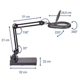 Lampe loupe LED sur pied, 3 dioptries viso sur pied noir MAUL - Lampe loupe LED sur pied MAULviso noir, dimensions
