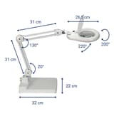 Lampe loupe LED sur pied, 3 dioptries viso sur pied blanc MAUL - Lampe loupe LED sur pied MAULviso blanc, dimensions