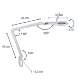 Lampe loupe LED à pince, 3 dioptries makro blanc MAUL - Lampe loupe LED à pince MAULmakro blanc, dimensions