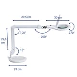 Lampe loupe LED sur pied, 3 dioptries makro sur pied blanc MAUL - Lampe loupe LED sur pied MAULmakro blanc, dimensions