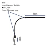 Lampe de bureau LED à pince, 4 niveaux pirro noir MAUL - Lampe de bureau LED à pince MAULpirro noir, bras flexible et dimensions