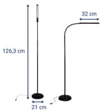Lampadaire de lecture LED, 126 cm pirro lampadaire noir MAUL - Lampadaire de lecture LED MAULpirro noir, dimensions