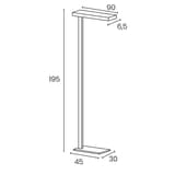 Lampadaire LED, tête de 98 cm STRATUS UNILUX - Lampadaire LED UNILUX STRATUS gris métal, dimensions