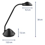Lampe de bureau LED compacte, 3000 K arc noir MAUL - Lampe de bureau LED MAULarc noir, dimensions
