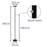 Lampadaire LED, éclairage indirect sphere noir MAUL - Lampadaire LED MAULsphere noir, dimensions