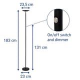 Lampadaire LED dimmable, éclairage indirect sphere dimmable noir MAUL - Lampadaire LED dimmable MAULsphere noir, dimensions