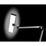Lampe de bureau LED, double bras Nimbus argent HANSA - Lampe de bureau Hansa Nimbus argent, tête allumée