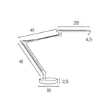 Lampe de bureau LED sur socle ou pince MAMBOLED UNILUX - Lampe de bureau LED sur socle ou pince UNILUX MAMBOLED gris métal, dimensions