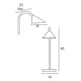 Lampe de bureau LED à bras flexible SOL UNILUX - Lampe de bureau LED à bras flexible UNILUX SOL blanc, dimensions