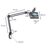 Lampe loupe LED à pince, grande lentille 307 cm² vitrum noir MAUL - Lampe loupe LED à pince MAULvitrum noir, dimensions