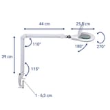 Lampe loupe LED dimmable à pince, 3 dioptries source blanc MAUL - Lampe loupe LED à pince MAULsource blanc, dimensions
