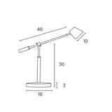 Lampe de bureau LED, port USB-C VICKY UNILUX - Lampe de bureau LED UNILUX VICKY blanc et hêtre, dimensions