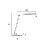 Lampe de bureau LED alimentée par USB POPY UNILUX - Lampe de bureau LED alimentée par USB UNILUX POPY noir, dimensions