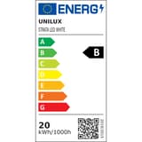 Lampe de bureau LED à pince, éclairage asymétrique STRATA UNILUX - Étiquette énergie de la source LED, classe B, Lampe de bureau LED à pince UNILUX STRATA noir