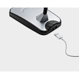 Lampe de bureau LED, col de cygne et port USB Twist argent HANSA - Lampe de bureau Hansa Twist argent, port USB à l'arrière du pied