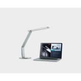 Lampe de bureau LED, 4 teintes et port USB Vario Plus argent HANSA - Lampe de bureau Hansa Vario Plus argent, à côté d'un ordinateur portable