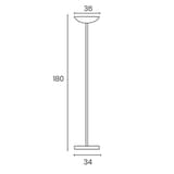 Lampadaire LED à éclairage indirect, vasque en verre VARIAGLASS UNILUX - Lampadaire LED à éclairage indirect UNILUX VARIAGLASS gris métal, dimensions