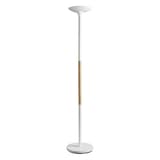 Lampadaire LED à éclairage indirect, acier et hêtre PRYSKA UNILUX - Lampadaire LED à éclairage indirect UNILUX PRYSKA blanc et hêtre, vue d'ensemble