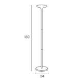 Lampadaire LED à éclairage indirect, acier et hêtre PRYSKA UNILUX - Lampadaire LED à éclairage indirect UNILUX PRYSKA blanc et hêtre, dimensions