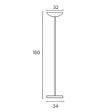 Lampadaire LED à éclairage indirect, acier et bambou BALY BAMBOO UNILUX - Lampadaire LED à éclairage indirect UNILUX BALY BAMBOO noir et bambou, dimensions
