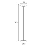 Lampadaire LED à éclairage indirect, mât droit DELY 2.0 UNILUX - Lampadaire LED à éclairage indirect UNILUX DELY 2.0 noir, dimensions