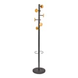 Portemanteau sur pied, 6 patères en bois MUSIC ALBA - Portemanteau sur pied ALBA MUSIC noir, vue d'ensemble