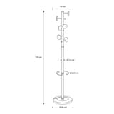 Portemanteau sur pied, 6 patères en bois MUSIC ALBA - Portemanteau sur pied ALBA MUSIC blanc, dimensions