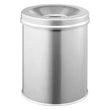 Corbeille anti-feu, couvercle étouffoir SAFE 15 litres DURABLE - Corbeille anti-feu DURABLE SAFE 15 litres argent métallisé, vue d'ensemble