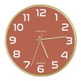 Horloge murale en bois, Ø 31,5 cm BALTIC hêtre et brique UNILUX - Horloge murale en bois UNILUX BALTIC hêtre et brique, vue d'ensemble