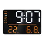 Horloge digitale LED, réveil et télécommande NUMI noir UNILUX - Horloge digitale LED UNILUX NUMI noir, écran allumé