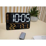 Horloge digitale LED, réveil et télécommande NUMI noir UNILUX - Horloge digitale LED UNILUX NUMI noir, en situation sur un bureau