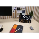 Horloge digitale LED, réveil et télécommande NUMI noir UNILUX - Horloge digitale LED UNILUX NUMI noir, en situation sur un bureau